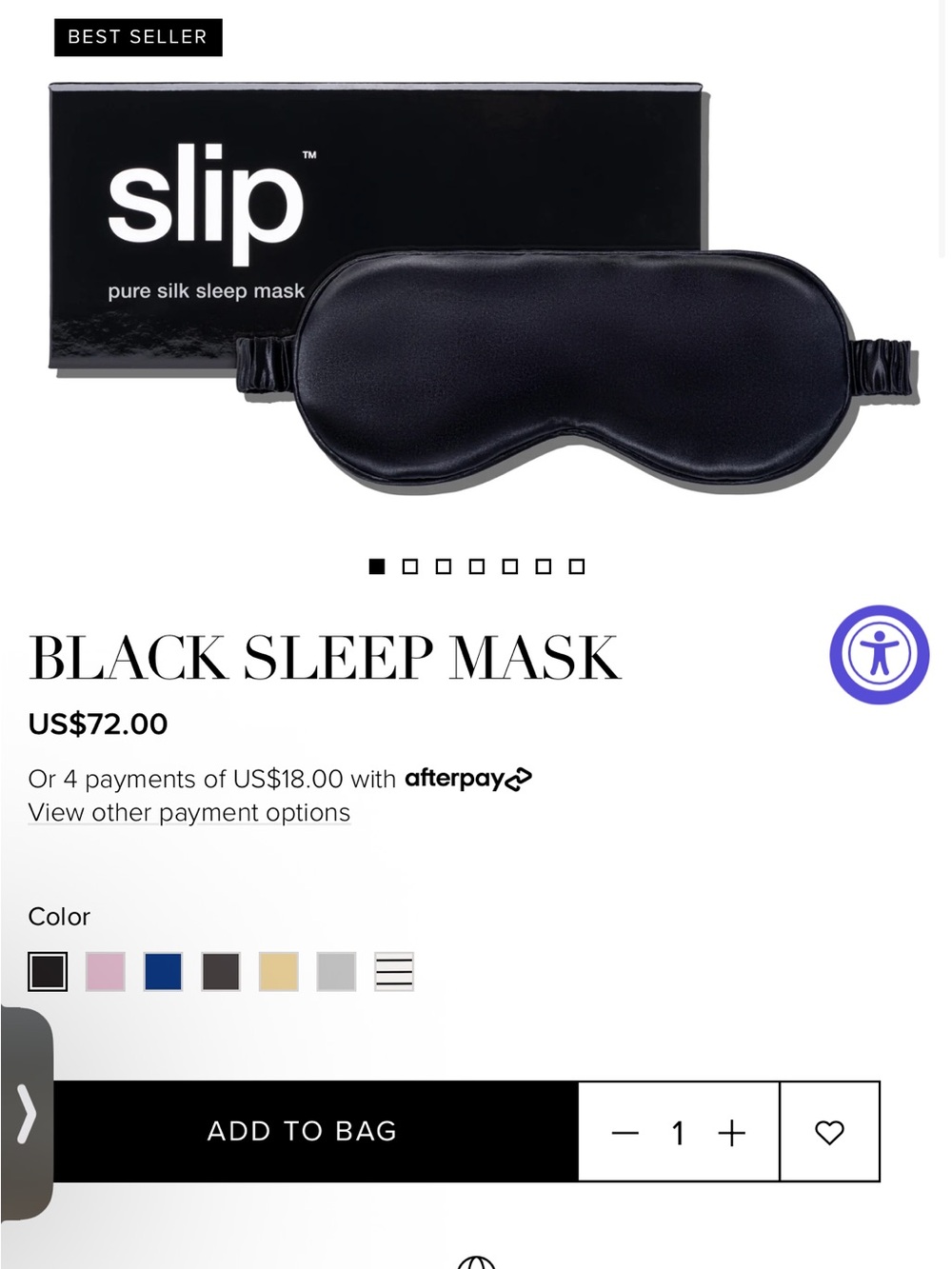 Slip Black Silk Sleep Mask by Slip Brand new